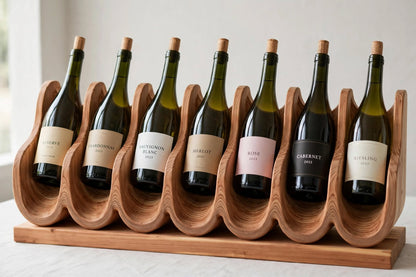 Handcrafted Solid Cedar Wave Wine Rack, 7 Bottle