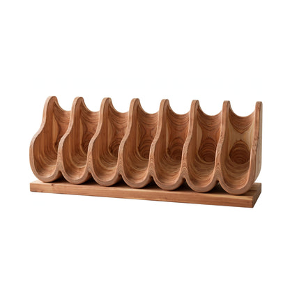 Handcrafted Solid Cedar Wave Wine Rack, 7 Bottle