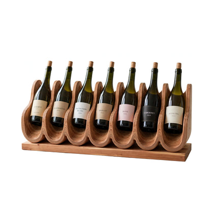 Handcrafted Solid Cedar Wave Wine Rack, 7 Bottle