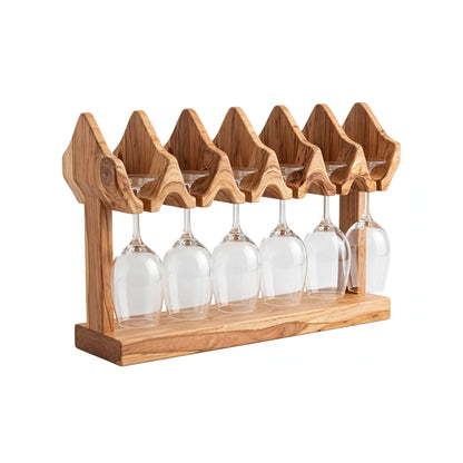 Handcrafted Wooden Wine Glass Holder, 6 Glass Stemware Rack