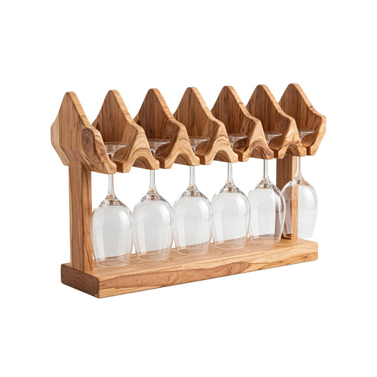 Handcrafted Wooden Wine Glass Holder, 6 Glass Stemware Rack