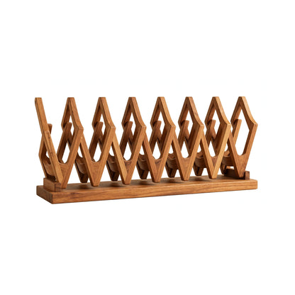 Handcrafted Teak Zigzag Wine Rack, 7 Bottle