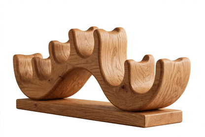 Handcrafted Solid Oak Wave Wine Rack, 6 Bottle