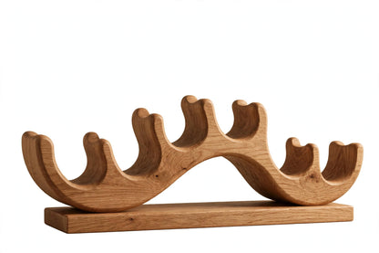 Handcrafted Solid Oak Wave Wine Rack, 6 Bottle