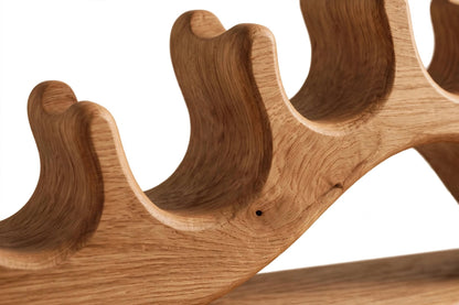 Handcrafted Solid Oak Wave Wine Rack, 6 Bottle