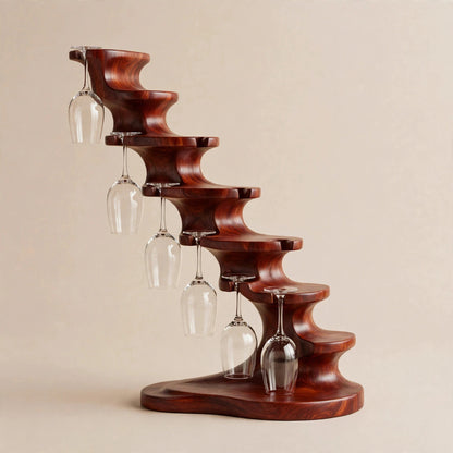 Handcrafted Spiral Wine Glass Rack, 6 Glass