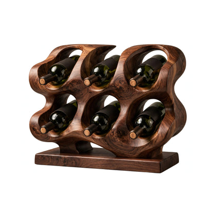 Handcrafted Walnut Honeycomb Wine Rack, 6 Bottle