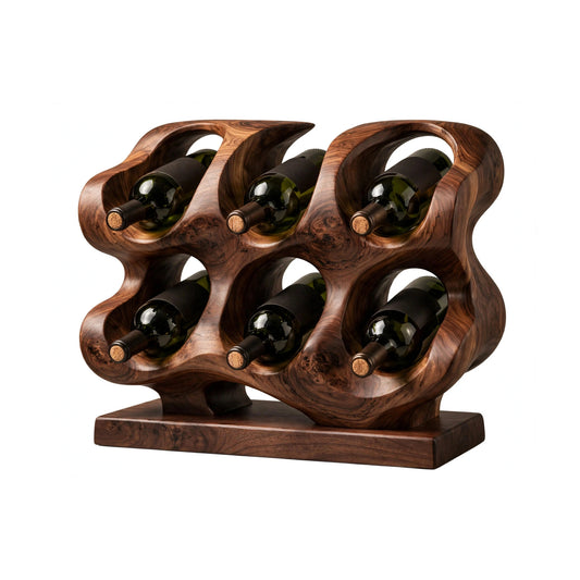 Handcrafted Walnut Honeycomb Wine Rack, 6 Bottle
